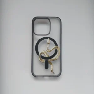 iPhone 15 Pro Transparent Snake Pattern Back Case